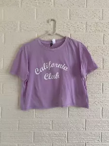 H&M Purple cropped t-shirt size S, “California Club” - Picture 1 of 5