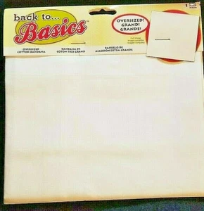 Back to Basics OVERSIZED COTTON BANDANNA 27" - White - NEW - Picture 1 of 2