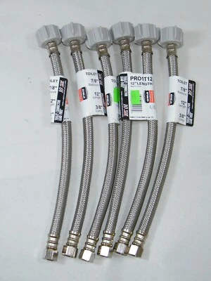 (6) ПЛЕТЕНЫЙ ИЗ НЕРЖАВЕЮЩЕЙ СТАЛИ 12», 3/8 «КОМПРЕССИЯ, 7/8» ШАРИКОВЫЙ КРАН ЖИДКОСТЬ МАСТЕР - Изображение 1 из 4