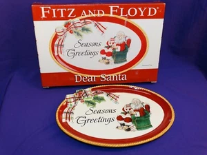 FITZ & FLOYD DEAR SANTA SEASONS GREETINGS SENTIMENT TABLETT WEIHNACHTEN NEU IM KARTON - Bild 1 von 3