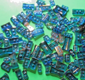 (100) 1/2"-3/4" BLUE ACRYLIC 2-HOLE BUTTON GEOMETRIC SHAPE CRAFT PIECE LOT-F902 - Picture 1 of 2