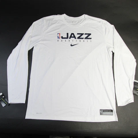 Utah Jazz Nike NBA Authentics Nike Tee Long Sleeve Shirt Men's White New Cover