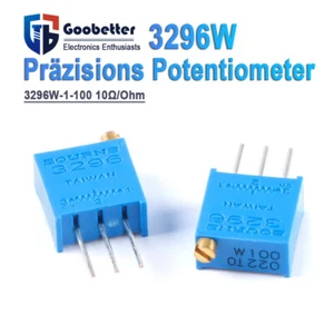 10Stück 3296W-1-100LF Präzisions Potentiometer 10Ω ±100ppm/°C Trimmpotentiometer - Picture 1 of 10