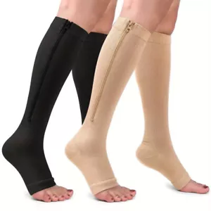 Copper Zipper Compression Socks Support Graduated Stockings Mens Women 20-30mmHg - Picture 1 of 25