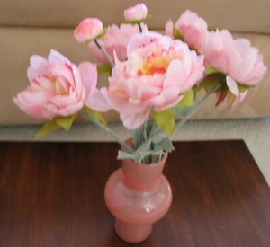 NEW pink artificial peonies flowers in vase 15" tall indoor decorative botanical - Picture 1 of 12