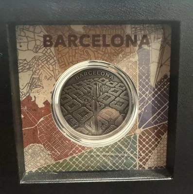 Barcelona Labyrinth From Drone Eye View 2 oz Silver Coin CFA Cameroon 2021 - Image 1 of 2