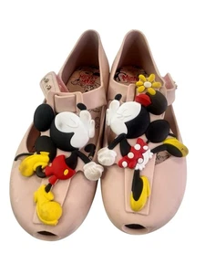 MINI MELISSA Girls Shoes Size 12 Disney Kissing Minnie & Mickey Mouse Pink Jelly - Picture 1 of 8