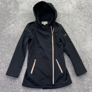 Michael Kors Jacket Girls 16 Black Rose Gold Zipper Fleece Lined Hooded Coat - Picture 1 of 13