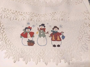 Bufanda/tela Heritage de encaje marfil muñeco de nieve 88”x 19” decoración navideña - Imagen 1 de 6