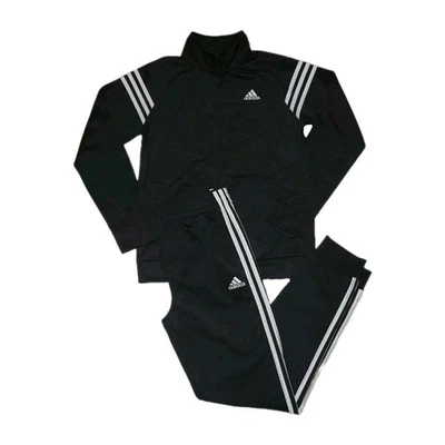Adidas Essentials Juvenil Grande Negro/Blanco 3 Rayas Chaqueta de Pista y Pantalones Conjunto Foto 1 de 4