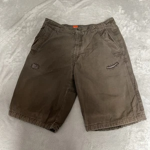 Hugo Boss Men’s 12" Cotton Ripstop Shorts Brown Size 32 Distressed Orange Label - Picture 1 of 19