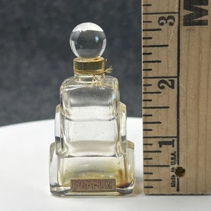 Vintage Caron PARFUM Mini Perfume Bottle Art Deco Tiered Glass Ball Stopper - Picture 1 of 7