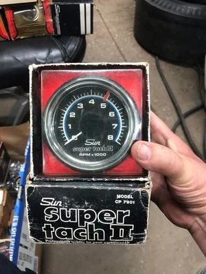 NOS Sun Super Tach II 8,000 RPM 8K 2 Muscle Car Tachometer CP 7901 Vintage Model Foto 1 de 4