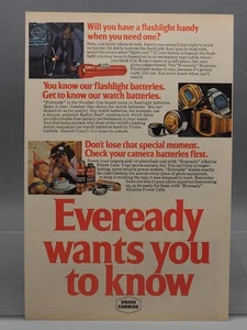 Magazin Anzeige Print Design Werbung Union Carbide Eveready Batterien - Bild 1 von 1