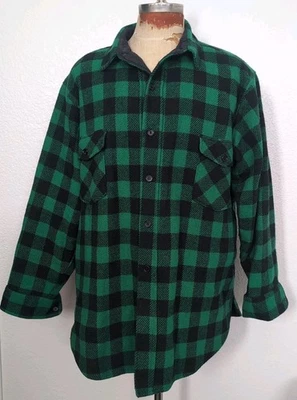 LL Bean Insulated Plaid Wool Guide Button Up OverShirt 3XL Flannel Shaket  - Image 1 of 4