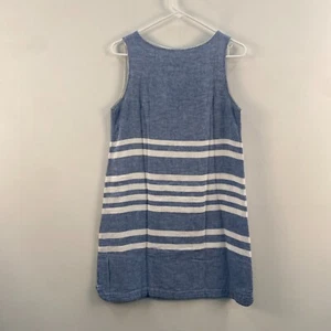 Beach Lunch Lounge Womens Medium Dress Blue Sleeveless Stripe Linen Cotton Woven - Picture 1 of 12