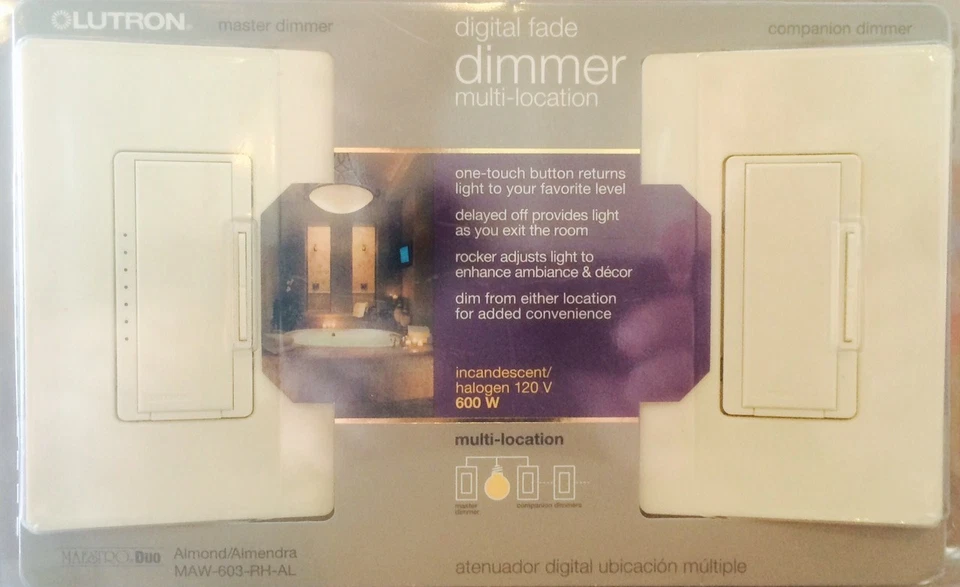 Lutron Smart Dimmer Maestro 3-Way Duo MAW603RH-AL Electronics Lighting