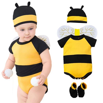 Conjunto de meias 1-12M bebê meninos meninas abelha abelha fantasia macacão chapéu asas - Imagem 1 de 4