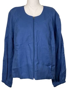 RELATIVITY Zen Blue 100% Linen Zip Front Jacket Women’s Size1X NWT - Picture 1 of 12