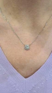 Collier pendentif or blanc 18 carats diamants 0.65 carats 3.24 grammes - Picture 1 of 4