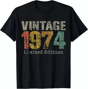 Vintage 1974 50th Birthday Gifts 50 Year Old For Men Women Gift Unisex T-Shirt - Picture 1 of 6