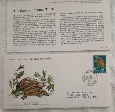 LIECHTENSTEIN  1976 - WWF STAMP - TURTLE - FDC - Image 1 of 2