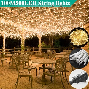 100M 500LED Warm White Waterproof Fairy String Lights Wedding Party Garden Decor - Picture 1 of 15