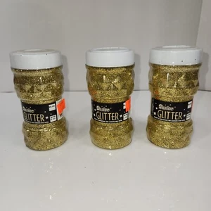 Lot Of 3 Darice Brand Glitter 8 oz jars Gold NEW - Picture 1 of 2