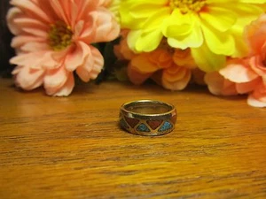 Anillo de banda unisex de coral turquesa de moda talla 4 - Imagen 1 de 2