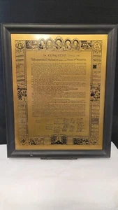 VTG 1964 ETCHED BRASS U.S. DECLARATION OF INDEPENDENCE FRAMED - Picture 1 of 11