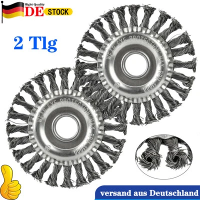2X Scheibenbürste Rundbürste Zopfbürste Drahtbürste Satz für Winkelschleifer 125 - Bild 1 von 4