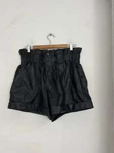 River Island Faux Leather Shorts High Waisted Black Size 16 UK - Picture 1 of 9