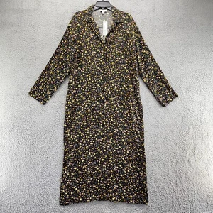 Topshop Kleid Damen Größe 4 schwarz Blumenmuster Knopfleiste Kragen langes Kleid neu 84 $ - Bild 1 von 9