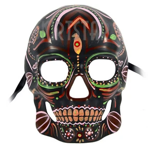 Adult Womens Mens Day Of the Dead Sugar Skull Witch Doctor Masquerade Face Mask - Picture 1 of 2