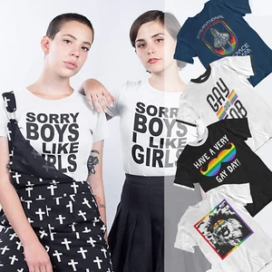 Mujer ORGULLO GAY Camiseta Diseños Orgánica LGBT Lesbiana Regalo Su Arco Iris Damas - Imagen 1 de 22