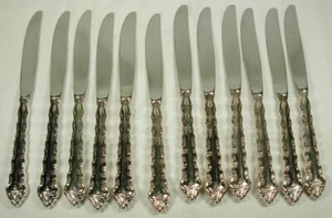 DELICATO INTERNATIONAL DEEP SILVER SILVERPLATE 12 DINNER KNIVES - Picture 1 of 3