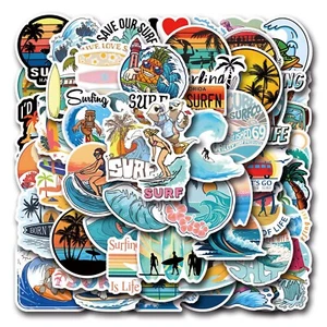 50 PCS Surfing Vacation Ocean Sports Stickers Decals Set 2/B Yeti Free Shipping! - Picture 1 of 4