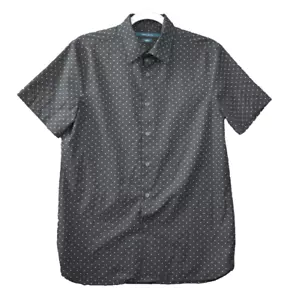 Perry Ellis Button Up Shirt Small Black Slim Fit Stretch Short Sleeve Mens - Picture 1 of 8