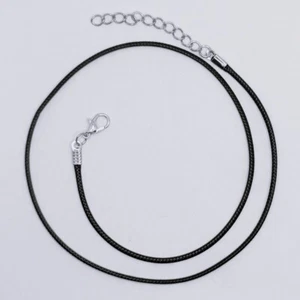 Necklet - 45cm black faux leather - 5pcs - Picture 1 of 5