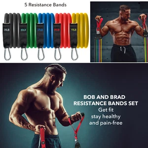 Latex Resistance Bands Set Gym Door Anchor Ankle Straps With Bag Kit Set 5 Bands - Picture 1 of 11
