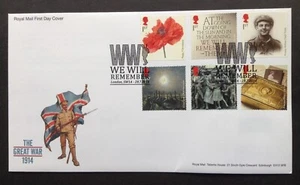 GB 2014 The Great War 1914 Set auf unadressiertem First Day Cover, London SW1A S/H/S - Bild 1 von 2