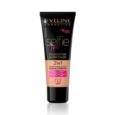 Eveline Selfie Time 2 in 1 Covering Foundation & Concealer - 02 Ivory 30ml - Image 1 of 2
