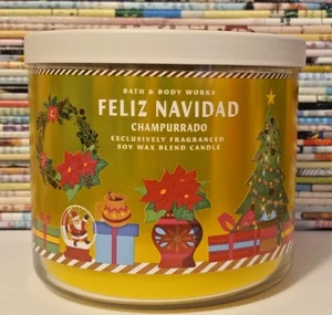 FELIZ NAVIDAD CHAMPURRADO GRANDE 14,5 OZ 3 MECHAS BAÑO CUERPO FUNCIONA AMARILLO CHOCOLATE - Imagen 1 de 2