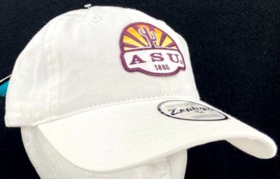 NEW Arizona State Sun Devils Zephyr White Slouch Adjustable Baseball Cap Hat OS - Image 1 of 4
