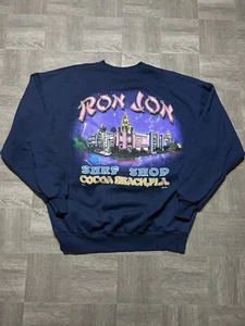 Vintage 90s Ron Jon Surf Shop Sweatshirt Graphic Floral Cocoa Beach FL Navy Blue XL - Bild 1 von 10