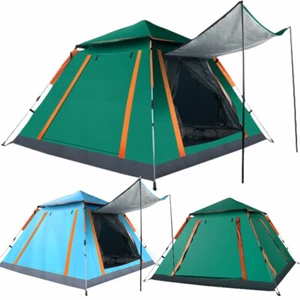 4-5 Person Family Instant Pop Up Beach Camping Hub Tent with 2 Mosquito Windows - Picture 1 of 21