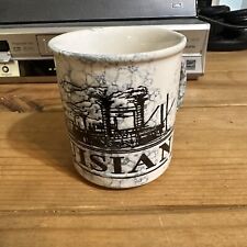 Louisiana Steamboat Ceramic Coffee Mug Cup Marble White Grey