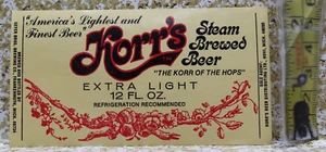 ORIGINAL VTG. KORR'S STEAM BREWED EXTRA LIGHT BEER 12 OZ. LABEL MICHIGAN - Picture 1 of 3