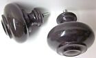 Drapery Curtain Rod Pole Ends Finials 2 Colonial Style Shiny Dark Brown Bakelite
