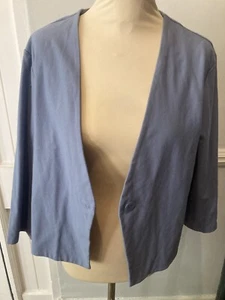 QVC Kim & Co Deluxe Jeans Strick Jacke mit Knopf hellblau XL neu mit Etikett. - Bild 1 von 5